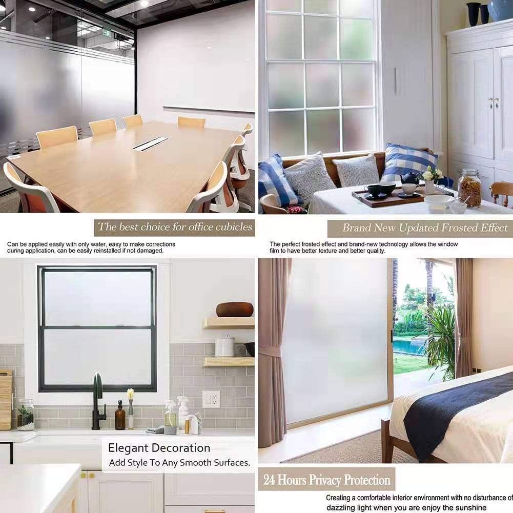 Película para ventana antirreflectante electrostática para cristal opaco, no adhesivo, antiUV, protege la intimidad para oficina, casa, cuarto de baño, cocina, color blanco todos, 90 x 400 cm)