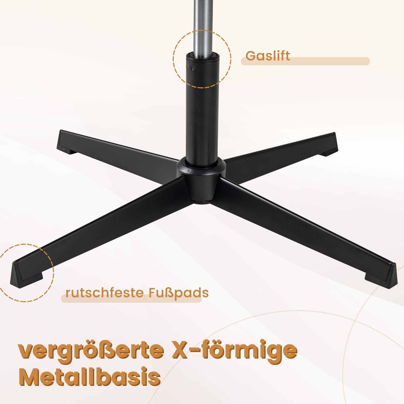 COSTWAY Schneidersitz Stuhl, Drehstuhl ohne Armlehnen, Schreibtischstuhl mit breiter Sitzfläche, Bürostuhl mit Kreuzfuß, Schminkstuhl, höhenverstellbar, Wippfunktion, modern (Beige)