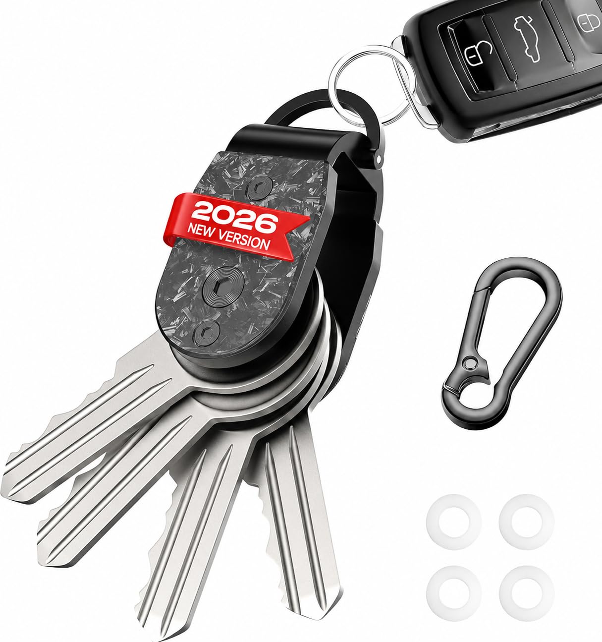 QEG Key Organizer,Keyholder Keychain, Compact Metal Key Case, Minimalist Key Fob,Keychain For Men,Holds 2-6keys