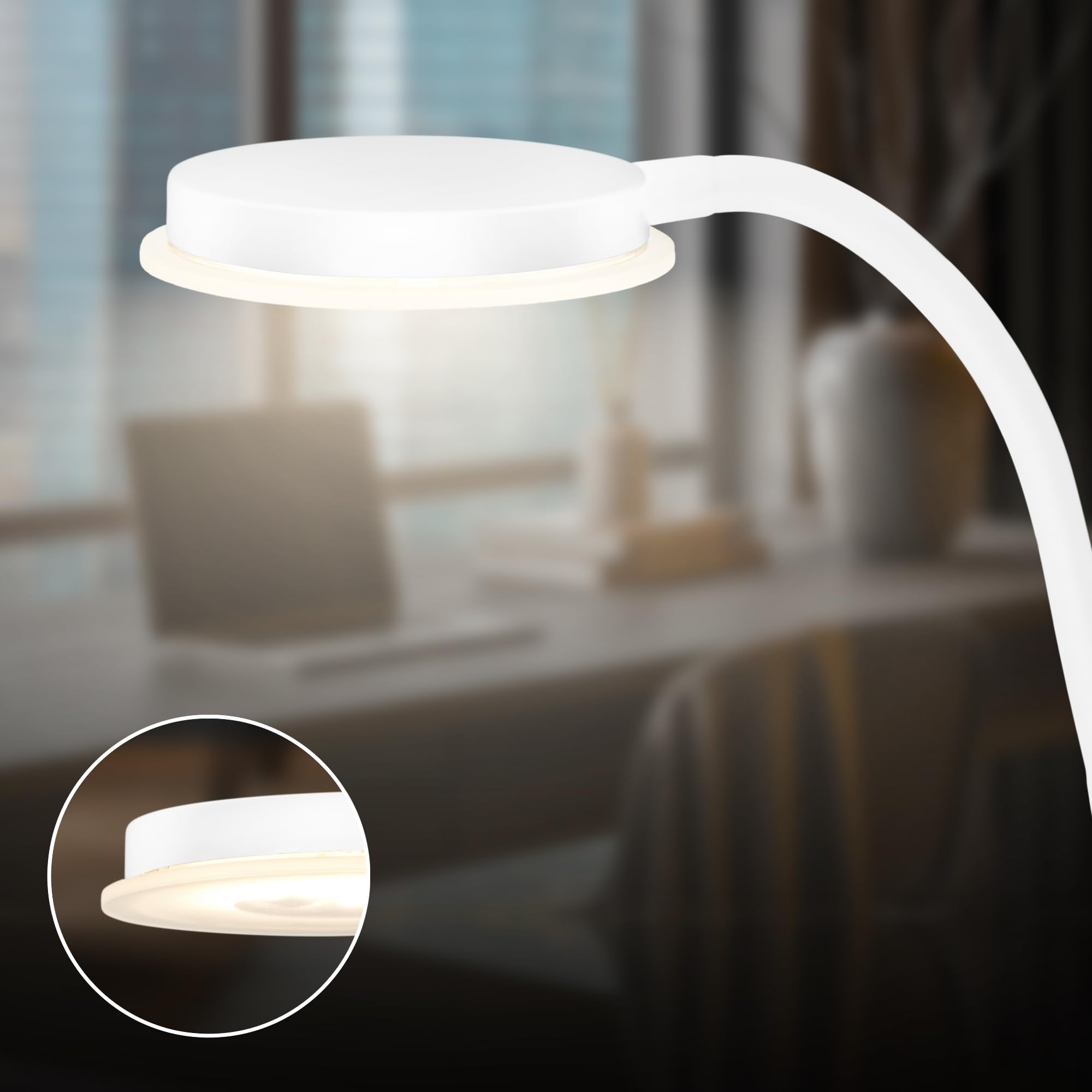 Briloner - Lampada a pinza con interruttore a cavo, luce bianca calda, orientabile, da lettura, morsetto, scrivania, comodino, 26 x 10,5 x 37 cm, bianco (Confezione da 2)