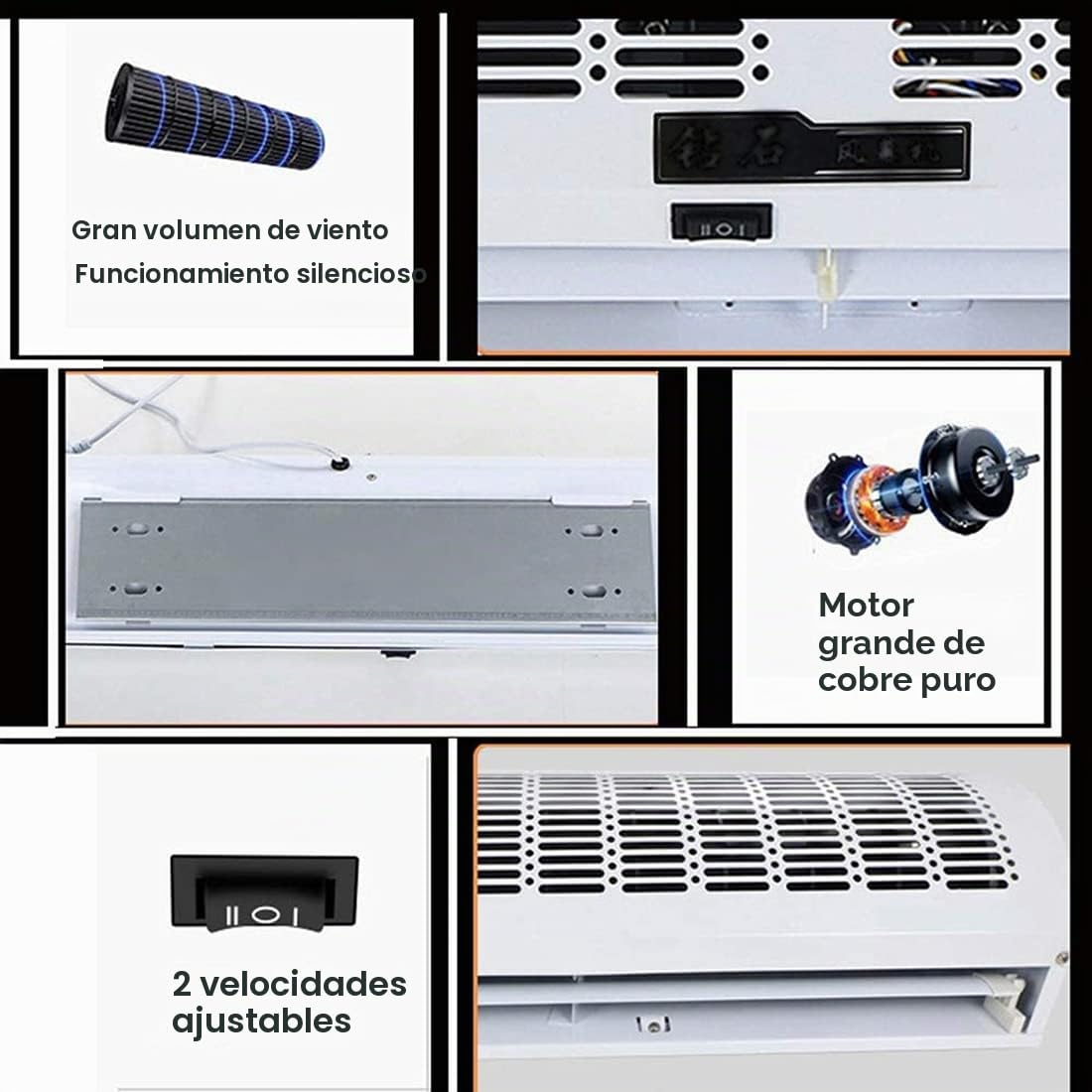 Cortina De Aire, Cortina De Aire Comercial/Doméstica, Caja De Aleación, para Tiendas, Puertas, con Control Remoto, 2 Velocidades, Bajo Consumo, Silencio, 90cm