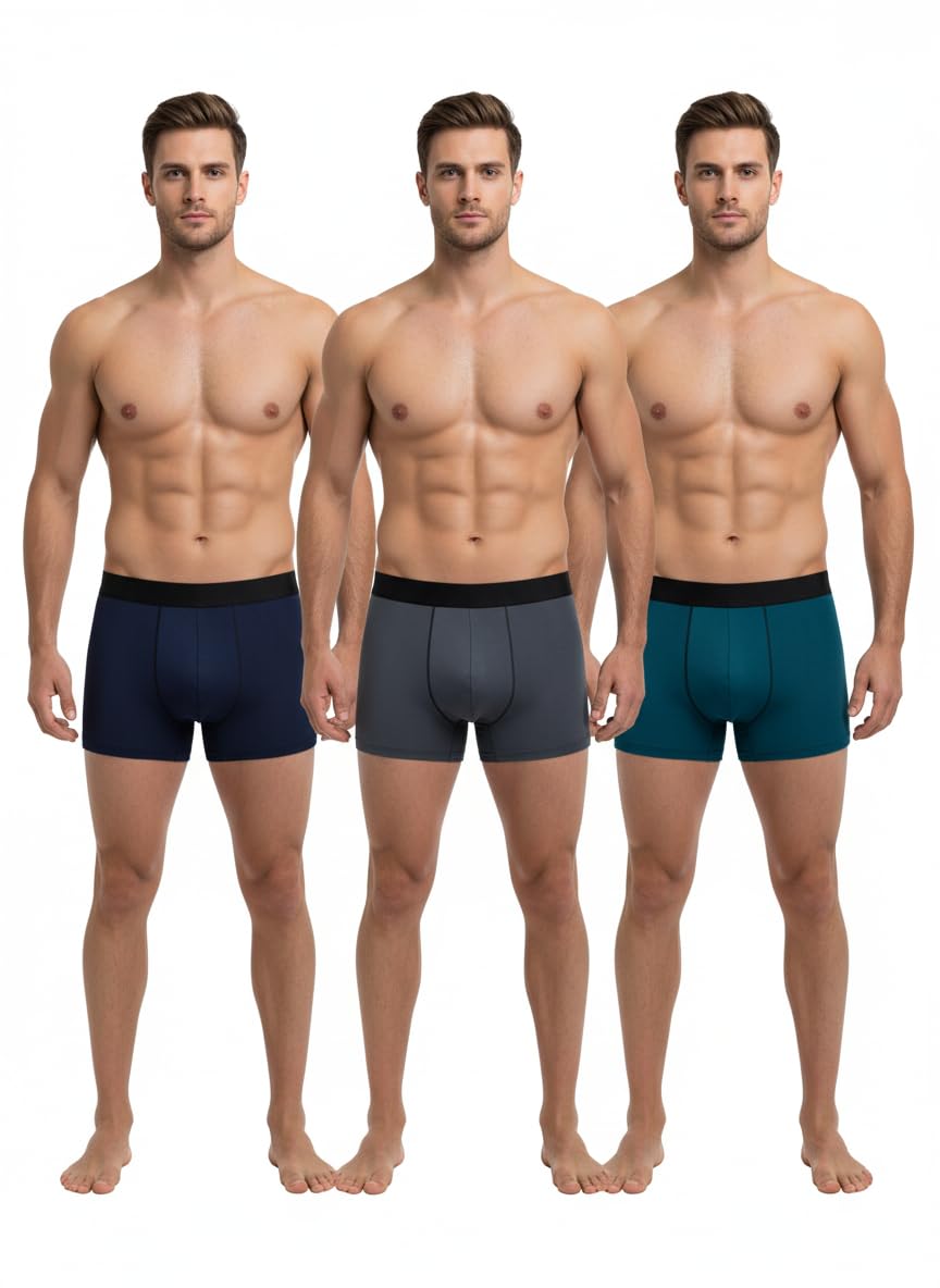 izibra Men's Innerwear Undergarments Trunks Pack of 3 Breathable Cotton Nylon Micromodal Boxer Briefs Chaddi for Man's Sports Gym Workout Inners-picture-13