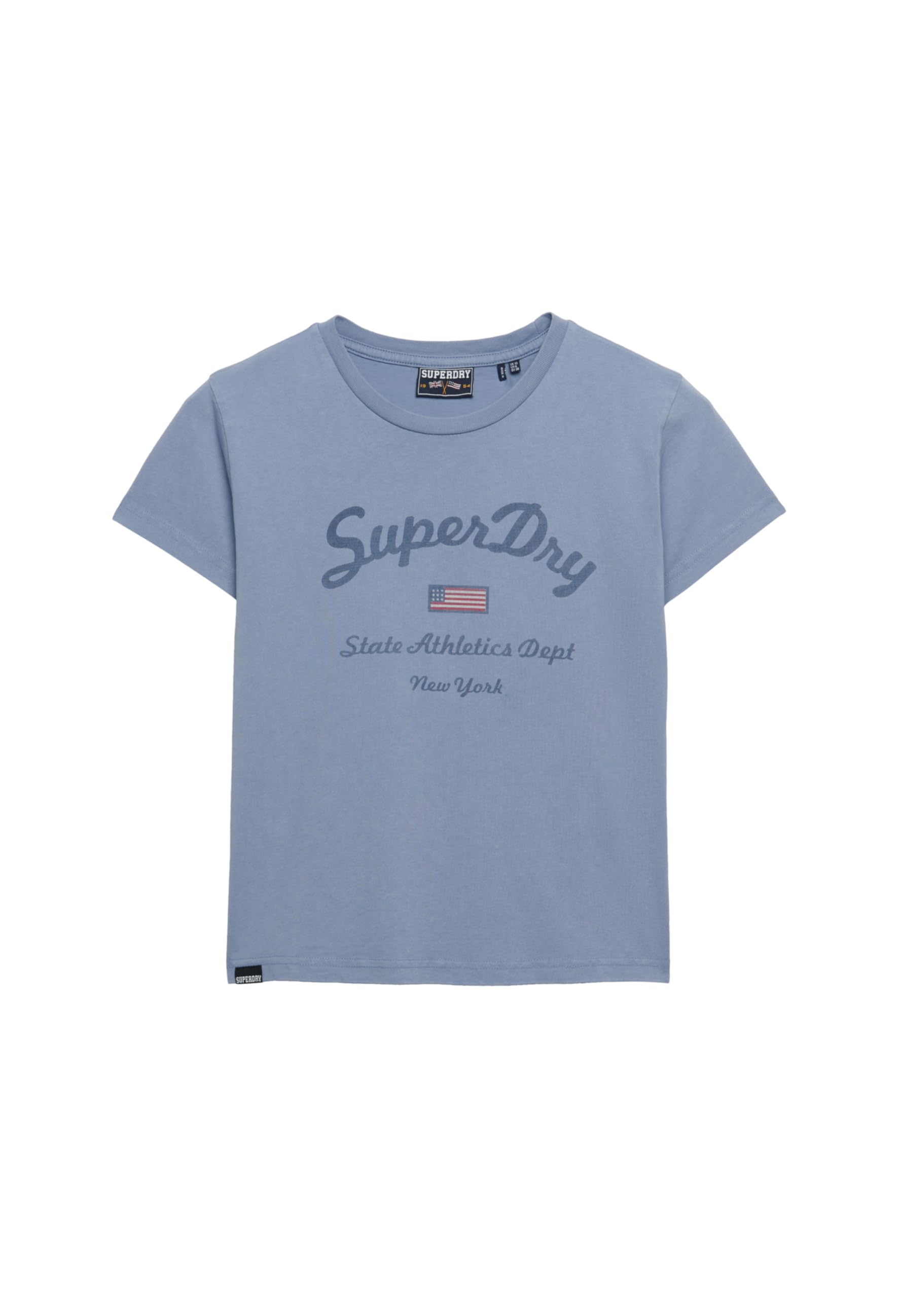 Superdry Women Ath Ess Fitted Graphic Tee T-Shirt, Tidal Blue, 16