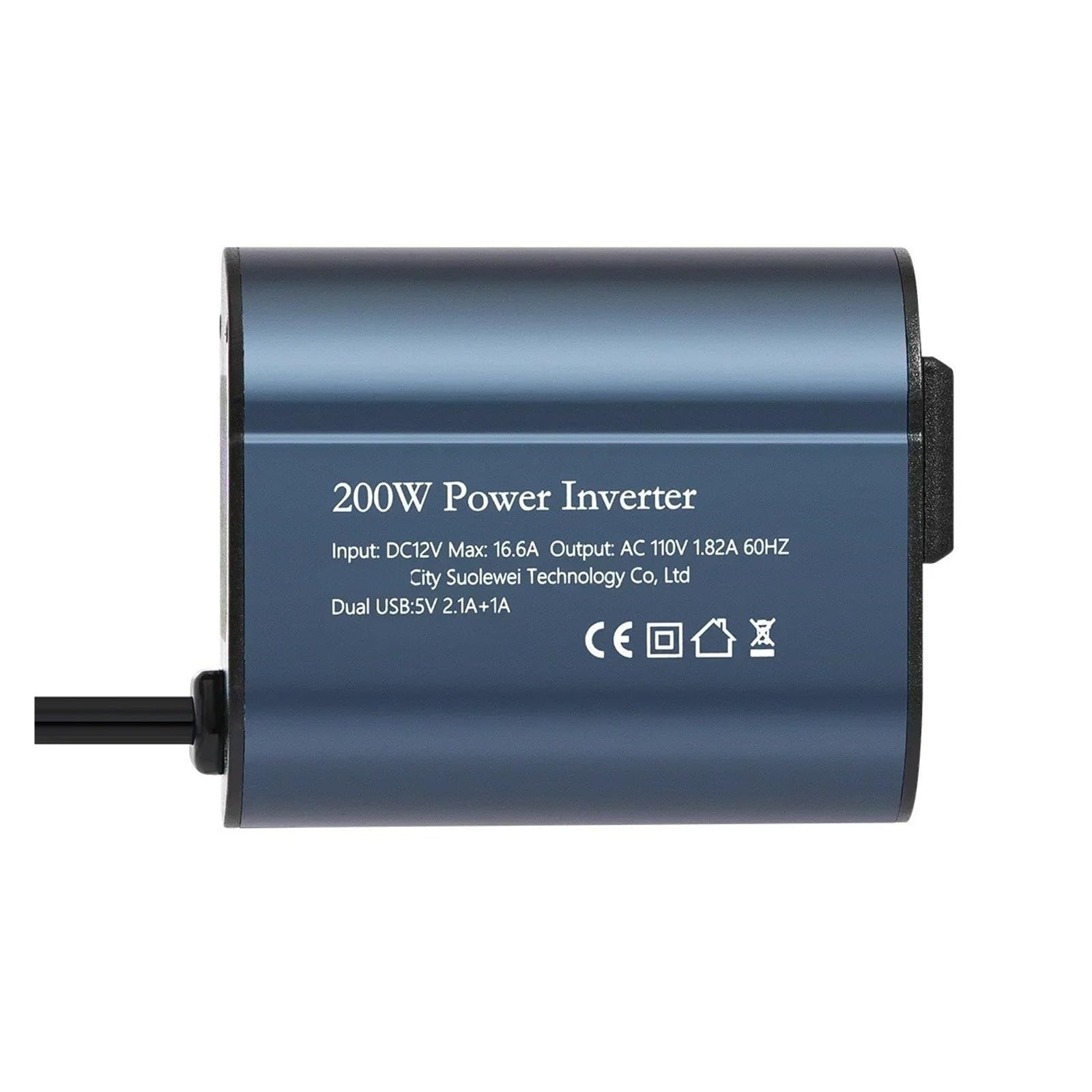 Power Inversor Corriente Convertidor Corriente Alterna Coche, Inversor CC De 12V A 110V, 60HZ, 200W, con Adaptador USB Dual 3.1A