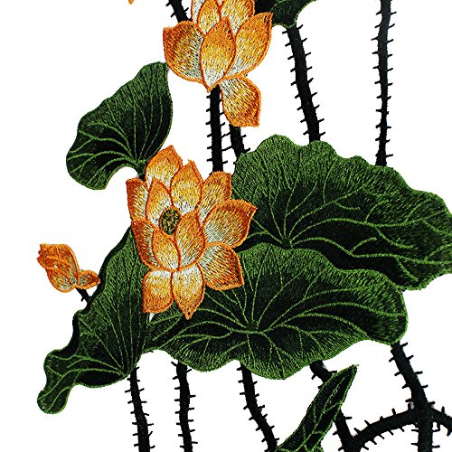 EMDOMO Lotus-Stickerei Patch - Applikation, 35x30cm, Für Kleidung & Deko