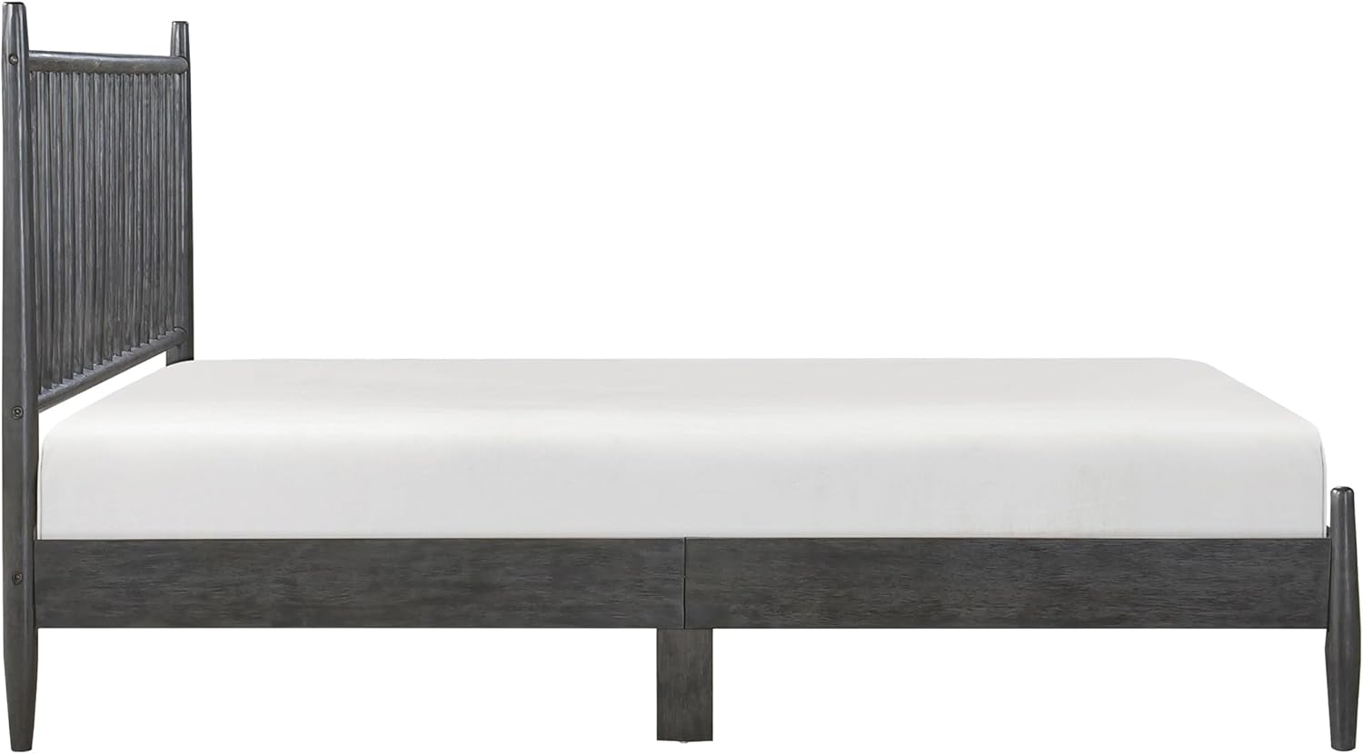 Lexicon Full Bed Frame with Headboard, Mid Century Modern Wood Platform Bed Frame with Vertical Slat Headboard, No Box Spring Needed, Easy Assembly, Gray