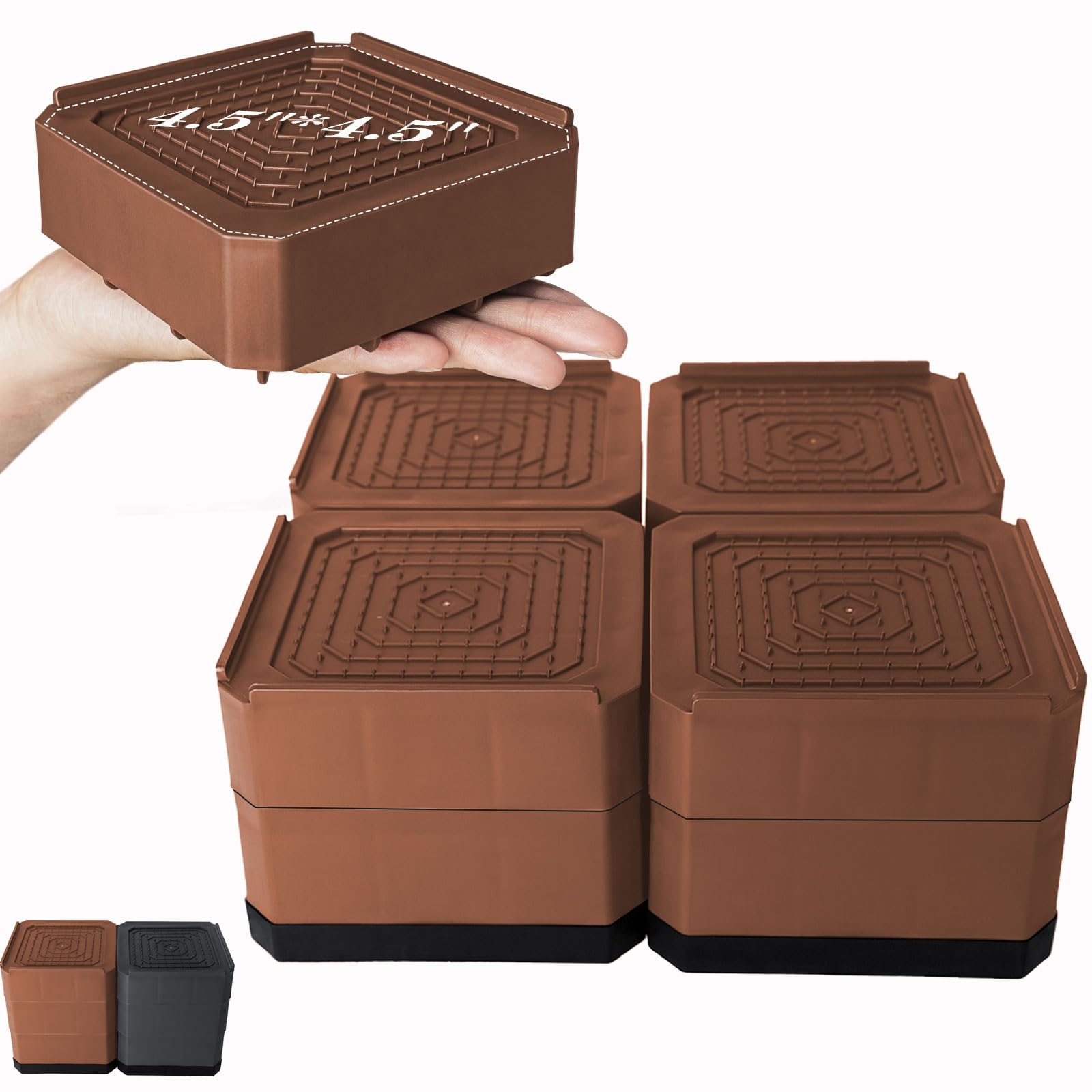 Rehausseurs de lit marron empilables solution rangement sous le lit pour chambre