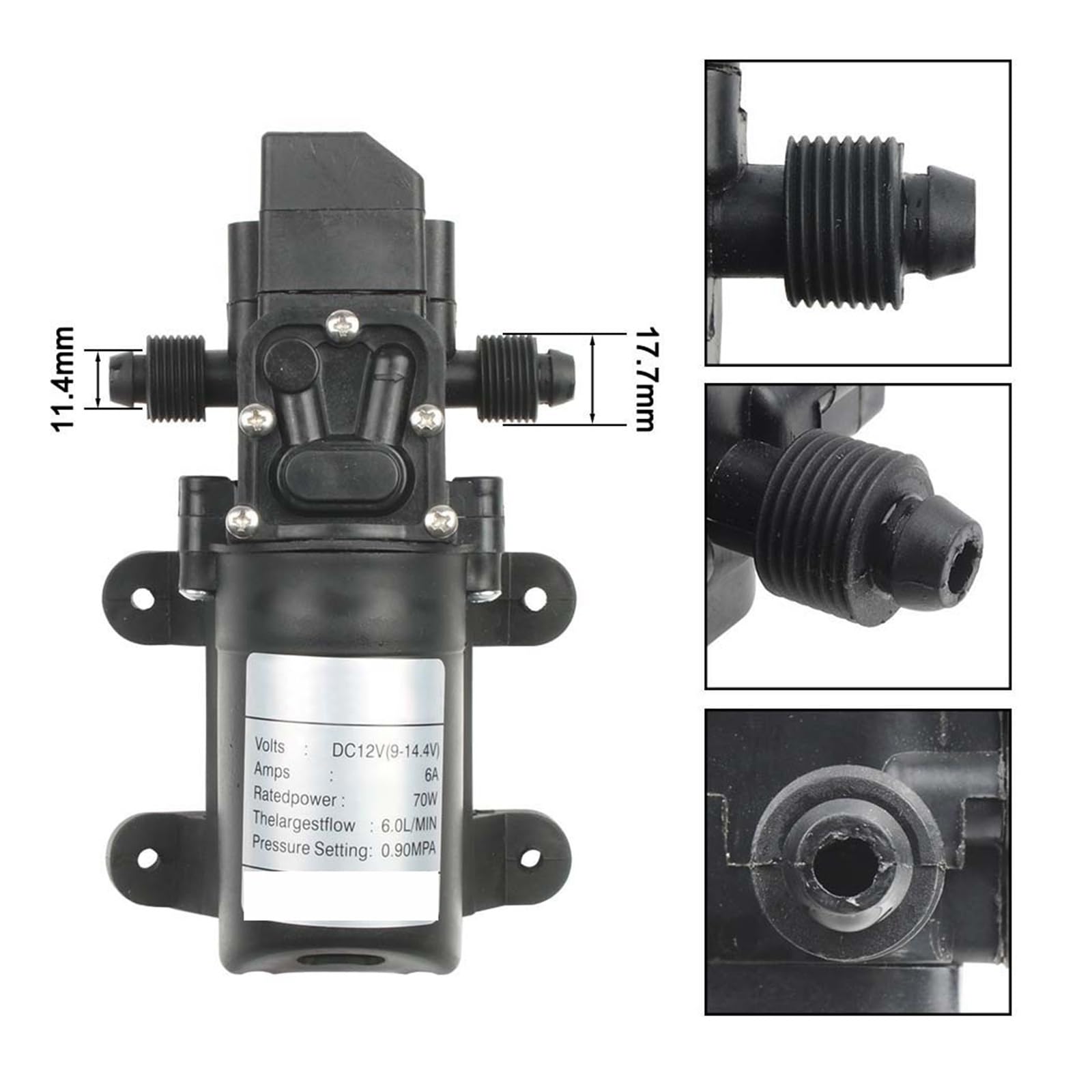 Pompes à eau Pompe à membrane Pompe Auto-amorçante À Membrane Haute Pression 12V 130PSI 6L/Min 70W 72W Alimentation 6A Tuyau 1/2 (Size : Pump-01)
