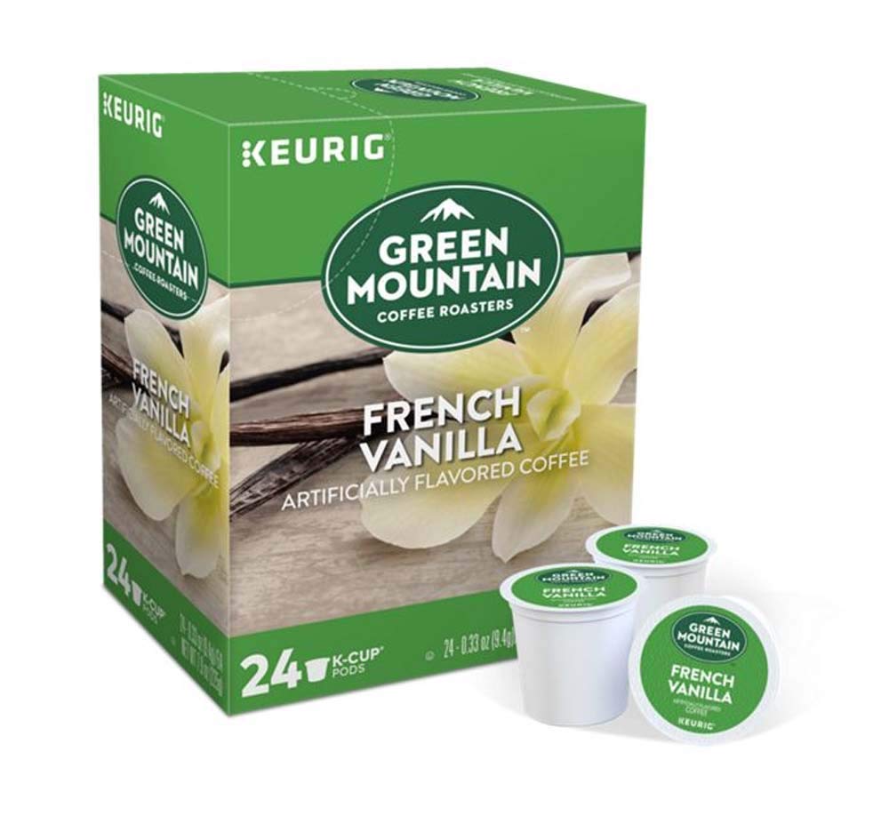 Green Mountain Coffee Pods K-Cups For Keurig Machines Flavored K Cup (All Count Fresh Capsules) Light / Medium / Dark Roast Long Expiry ALL FLAVORS (24 K-Cups French Vanilla Coffee)
