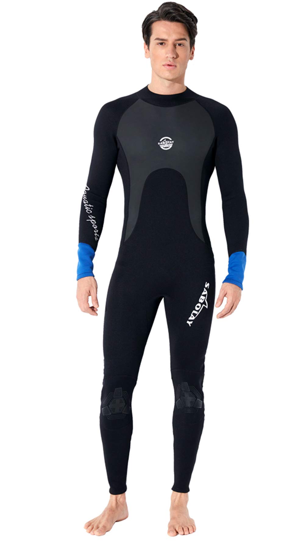 SABOLAY Men's 2mm Back Zip Full Wetsuit Neoprene Keep Warm Swimsuit,XXL