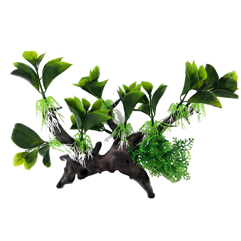 Swell Uk Green Swell Banyan Leaves On Dead Wood Artificial Plant Aquarium Décor