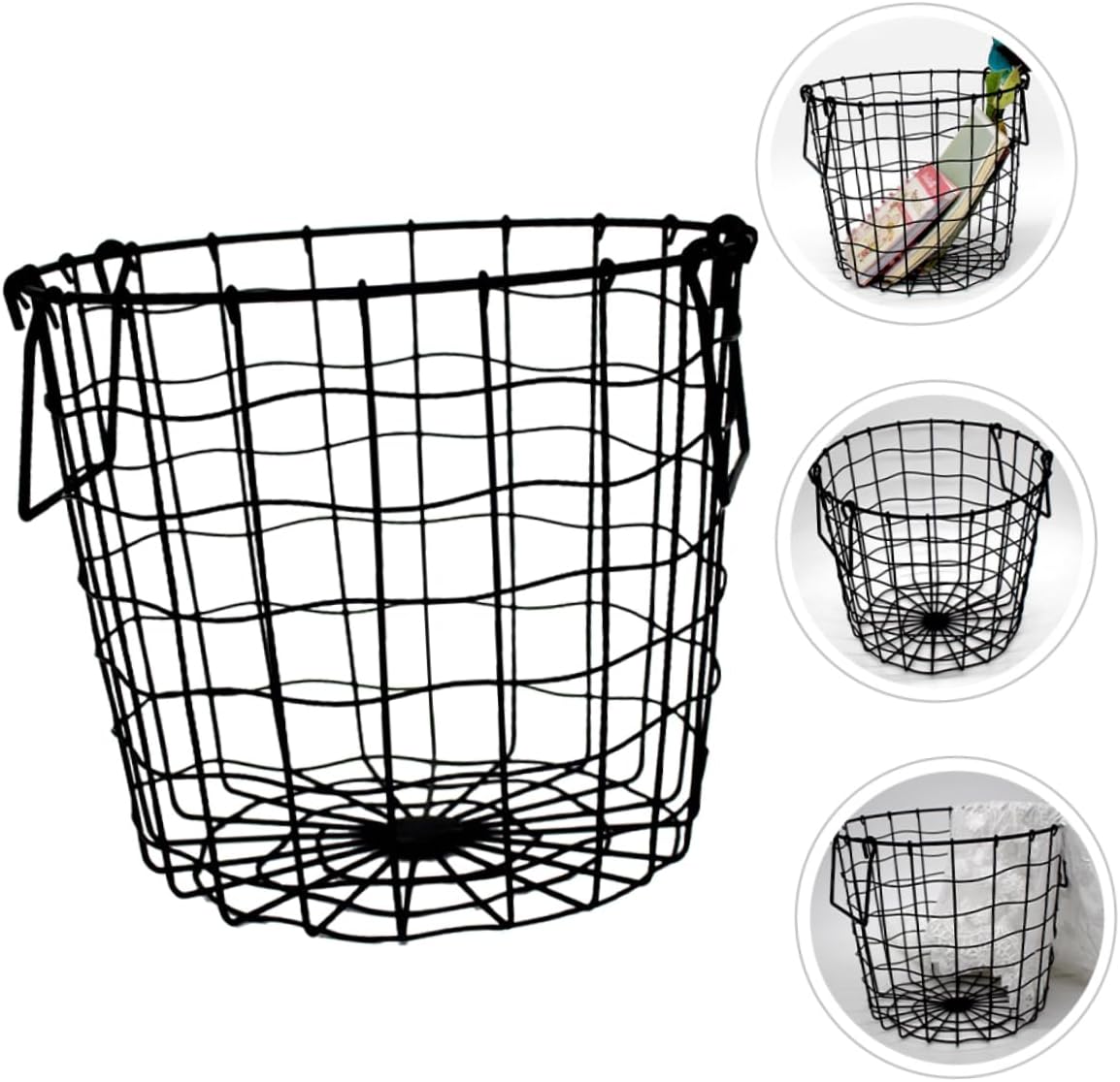 laundry basket Laundry basket portable to weave round grocery basket blanket metal basket wire basket Handheld sundries organizer bedroom storage basket desktop