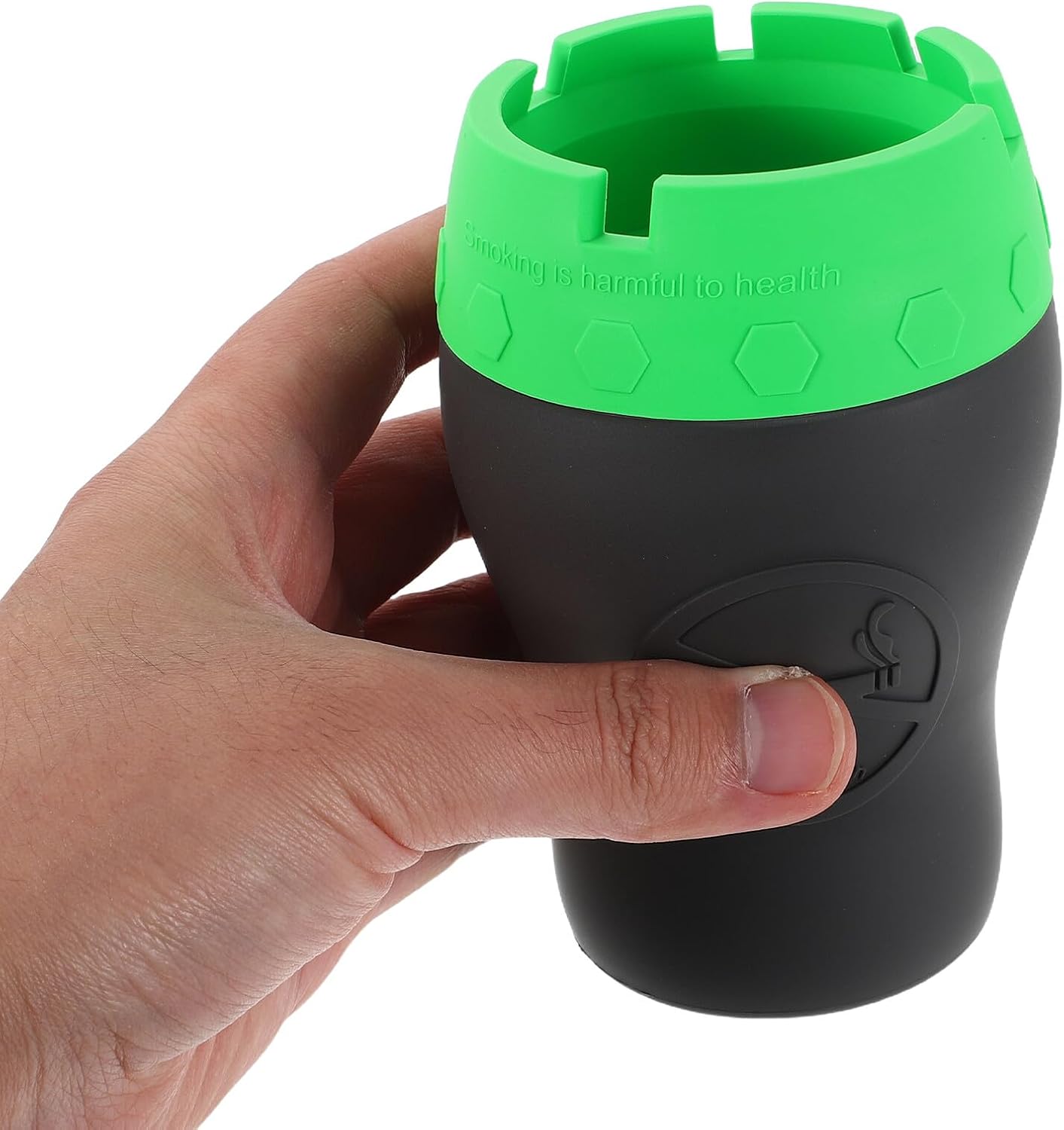 Creative Silicone Car Ashtray with Lid, Portable Windproof Cigarette Ash Holder, Fireproof Non-slip Car and Home Use, Green Gray