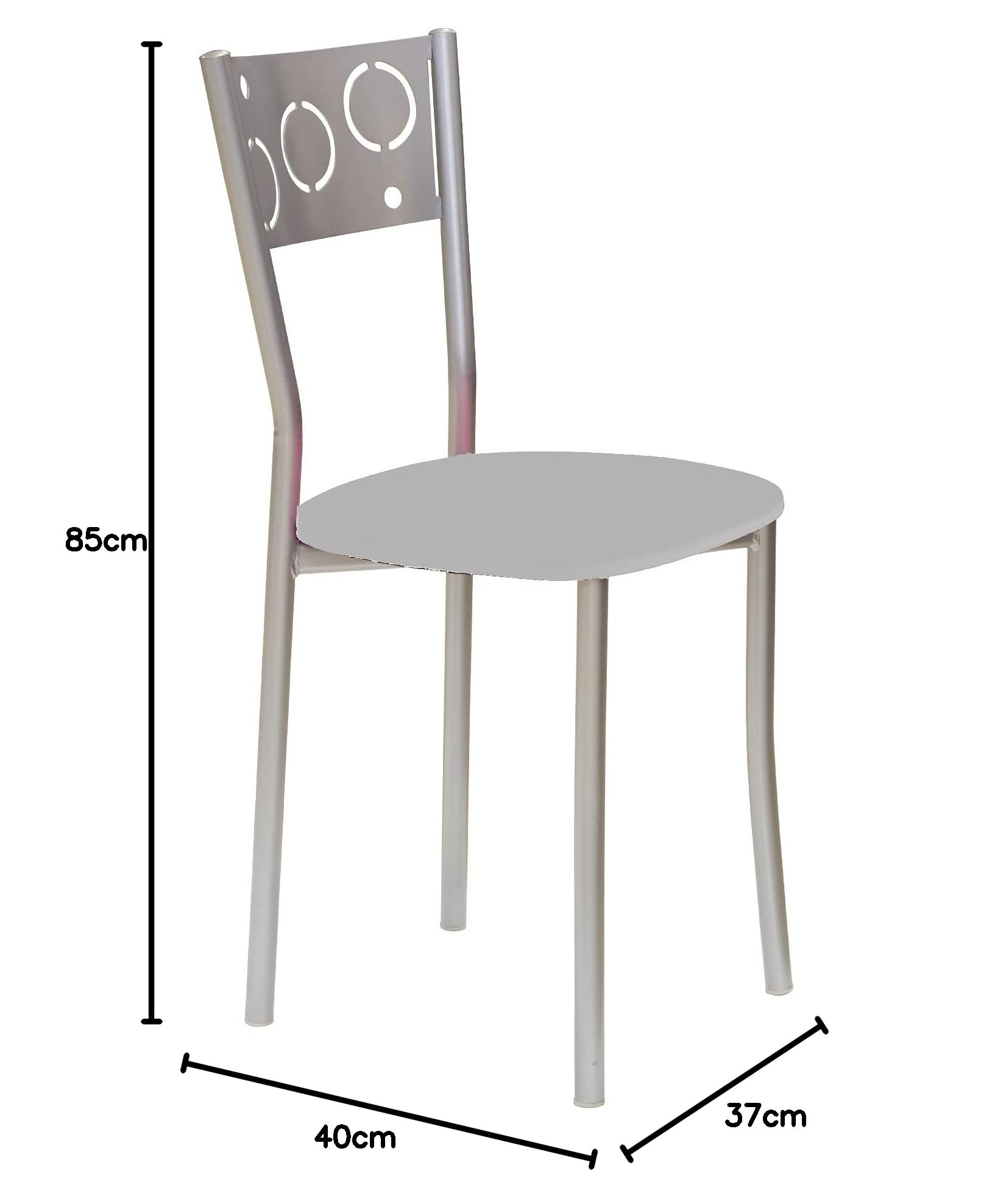 ASTIMESA SCPRGR Due sedie da Cucina, Metallo Pelle Sintetica Alluminio, Grigio, Altura de asiento 45 CMS