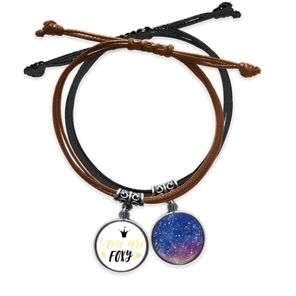 You are Foxy Quote Handwrite Bracelet Rope Hand Chain Leather Starry Sky Wristband
