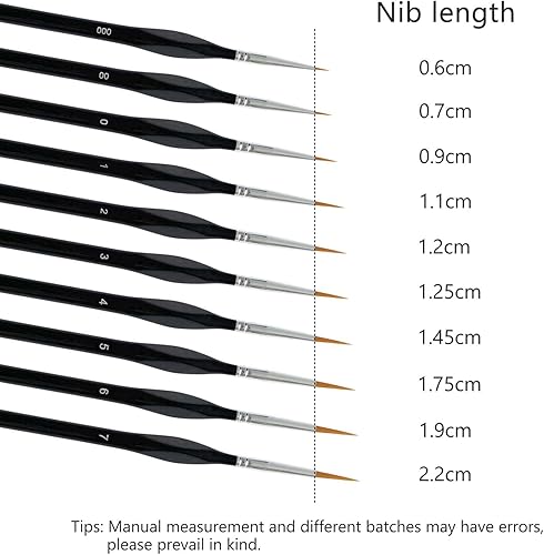 Miniatura 2 de Paquete de 10 pinceles de pintura en miniatura, juego de pinceles profesionales para acuarela, aceite, cara, uñas, pinceles de pintura de detalles