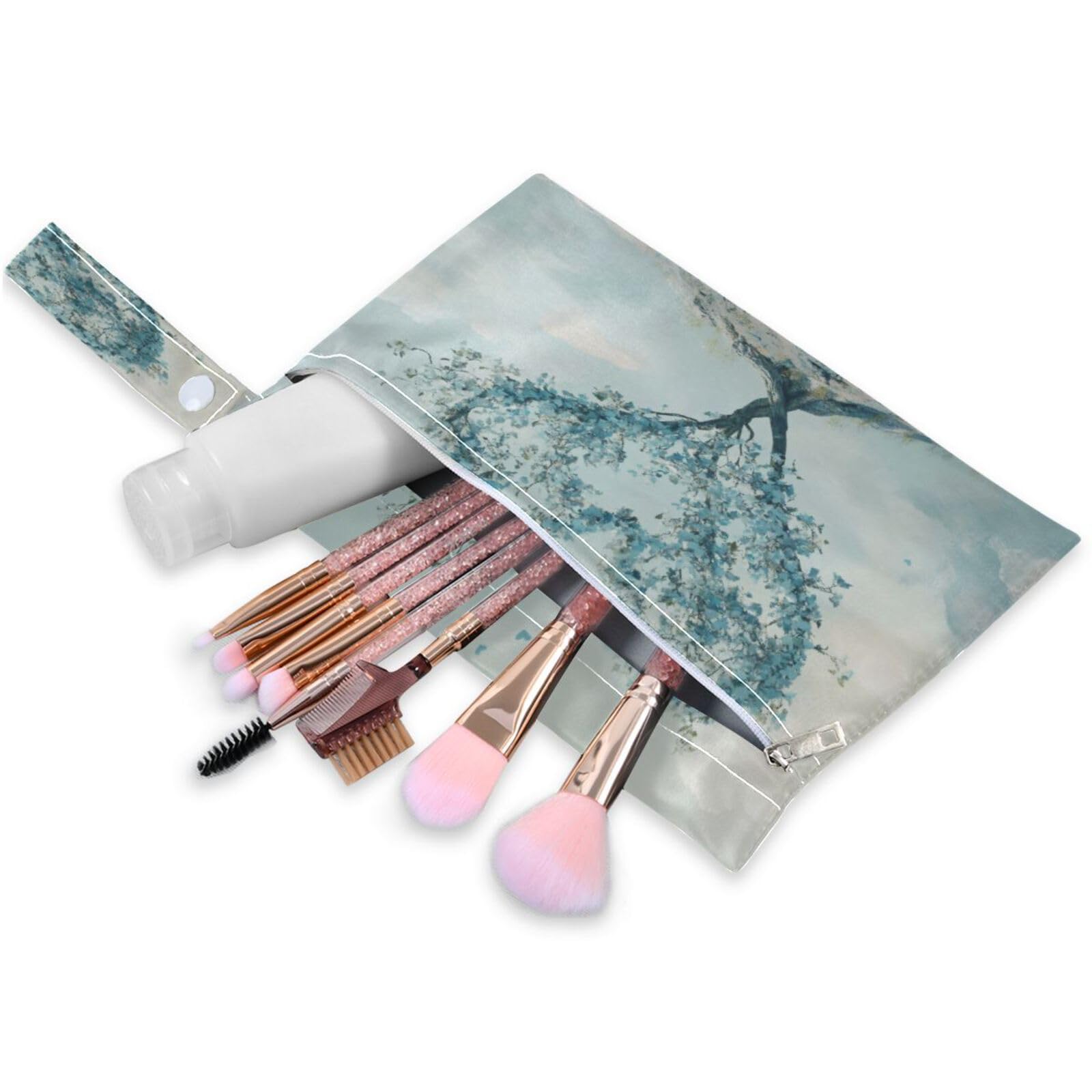 Takiito Valentine Heart Tree 2 Pcs Wet Dry Bags for Cloth Diapers, Waterproof & Reusable Wet Bag for Nursery Beach Pool Gym with Two Zippered Pockets