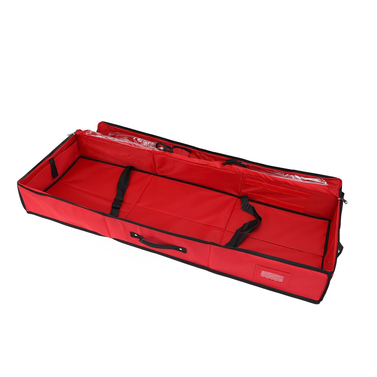 PUSOKEI Contenitore per Conservazione Carta Regalo, Oxford 600D | Gift Wrap Organizer Bag with Zipper, Dustproof, for Under Bed, Red