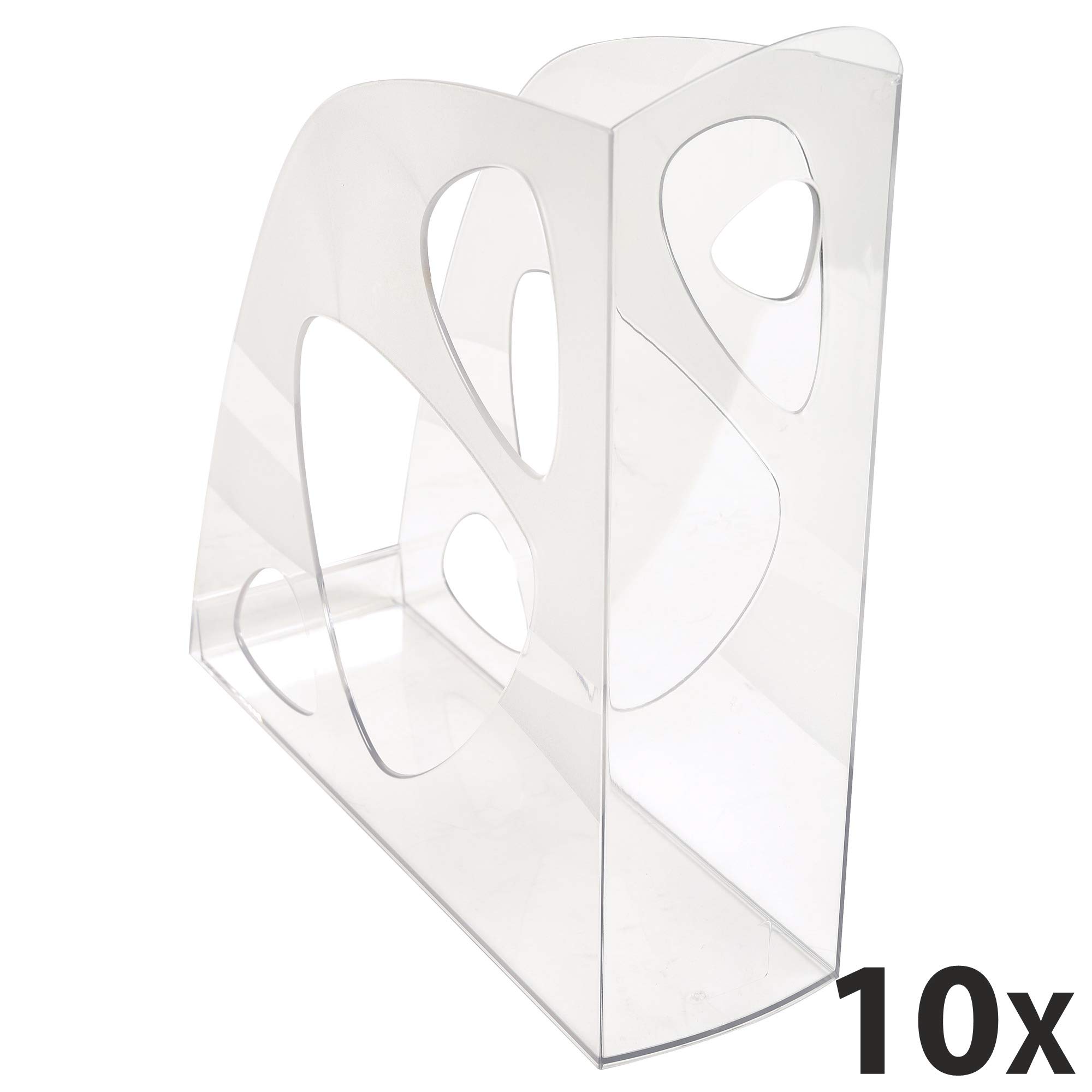 Exacompta – 18123D – Juego de 10 revisteros ECOMAG – Dimensiones 24,8 x 7,7 x 25,7 cm – Revisteros para documentos en formato A4 y A4 maxi – Color cristal