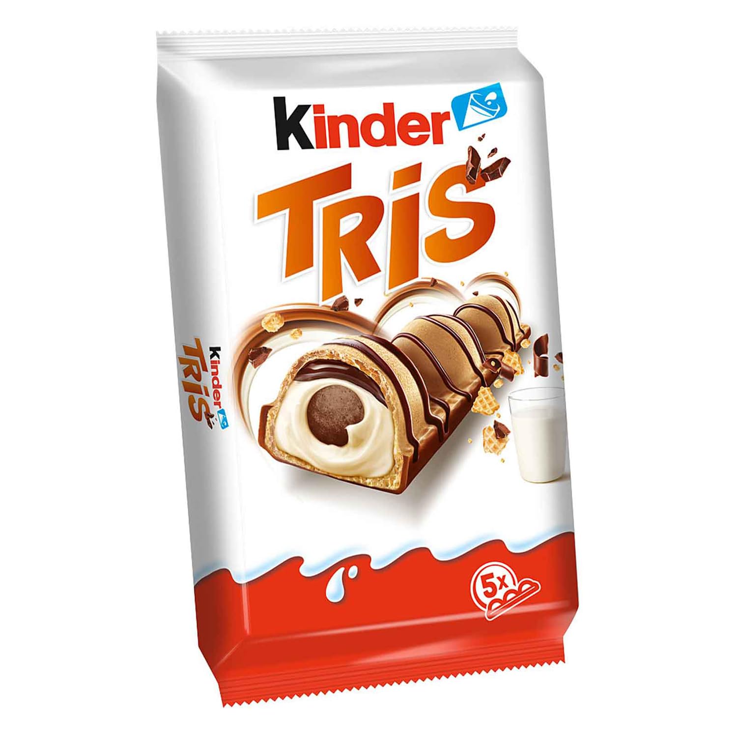 6X Tris Snack Wafer e Crema al Latte e Cacao 100g (5 Barrette) per kinder – Merendina Croccante Kinder con Ripieno Cremoso, Snack Dolce Perfetto per Pausa e Colazione
