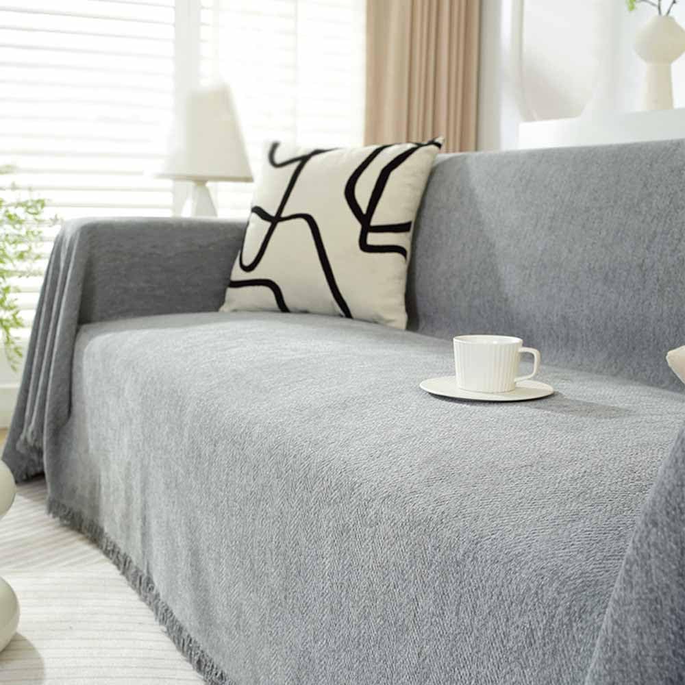 MXCZFC Sofa Throws Large 4 Seater, Chenille Large Throws for Sofas 3 Seater, Throws for Sofas Large Couch Throw with Decorative Tassels, Washable Breathable Sofa Blanket Cover