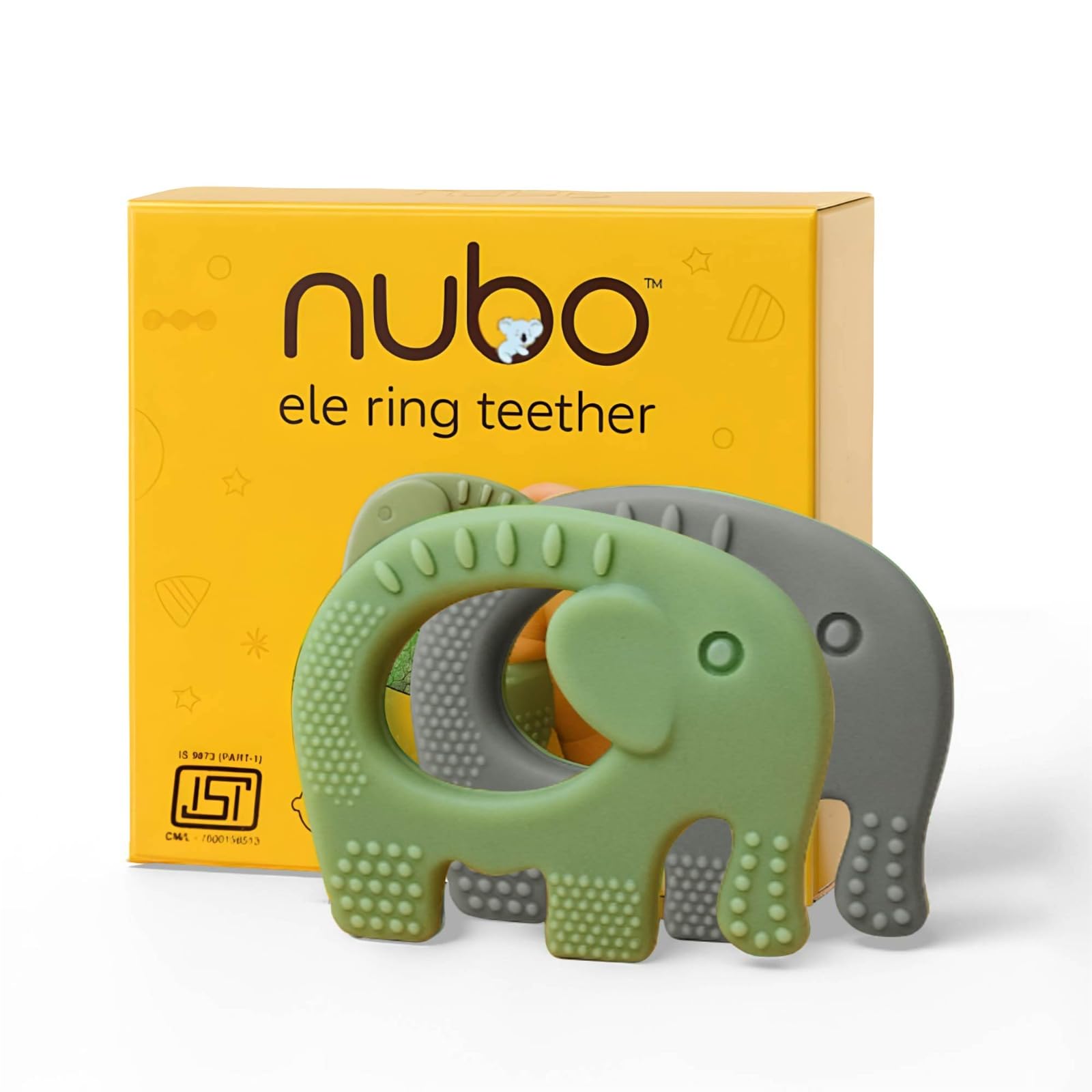 Nubokind Silicone Baby Teether Ring Set | BIS Certified Multi-Textured Soft Newborn Chew Toy | for 3, 6, 9, 12 Months + BPA Free Teether | Molar Relief Easy Grip | Safe Made in India | Pack of 2-image-49
