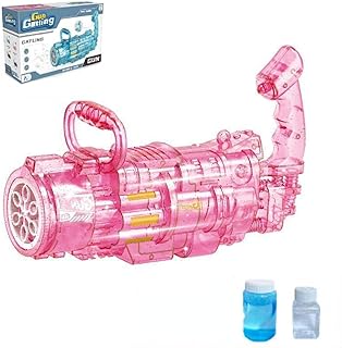 Bubble Machine Gun Toys, 6-Hole Gatling Bubble Gun with Led Light & Sound Effect, Automatic Gatling Bubble Maker with Battery Operated for Summer Outdoor Toys Birthday Wedding, Blue