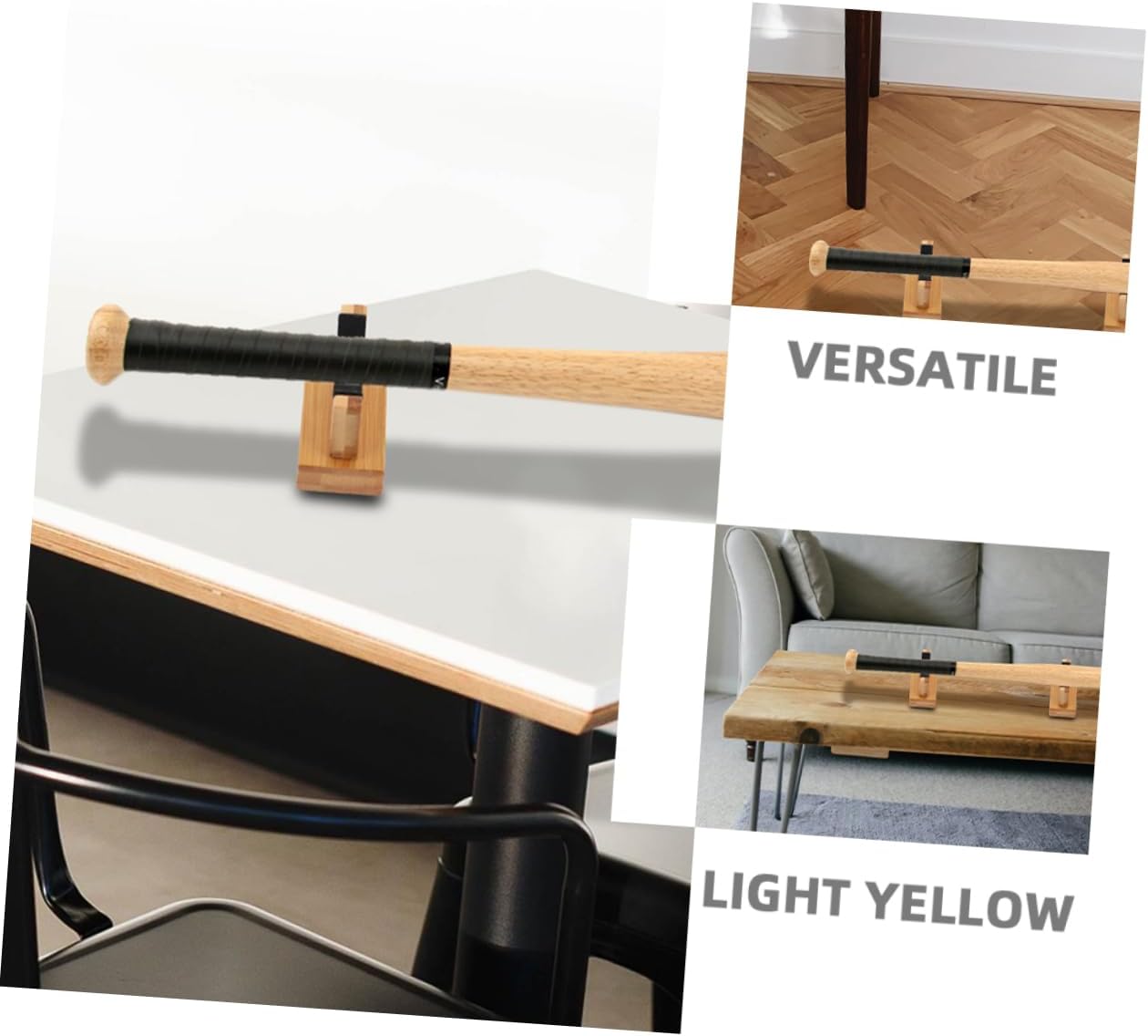 2pairs Wooden Baseball Bat Holder Display Rack Sturdy Bat Stand Lightweight Organizer for Efficient Storage Horizontal Design for Home Office Use