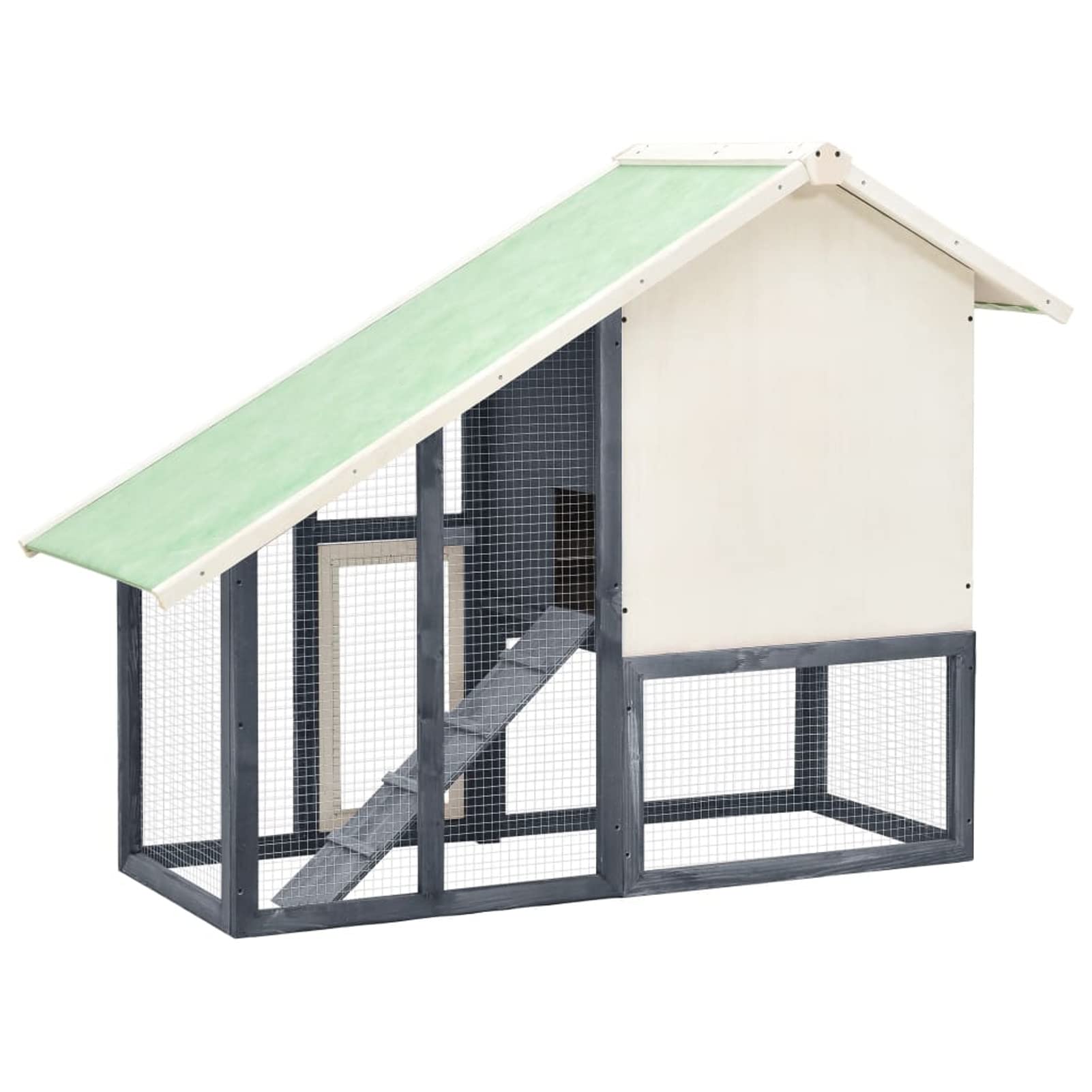 Conejera, SHUJING Jaula Cobaya, Jaulas para Conejos, Jaula Hamster, Casa Conejo, Casita Conejo, Nido Conejo, de Madera Maciza de Abeto Gris y Blanco 140x63x120 cm