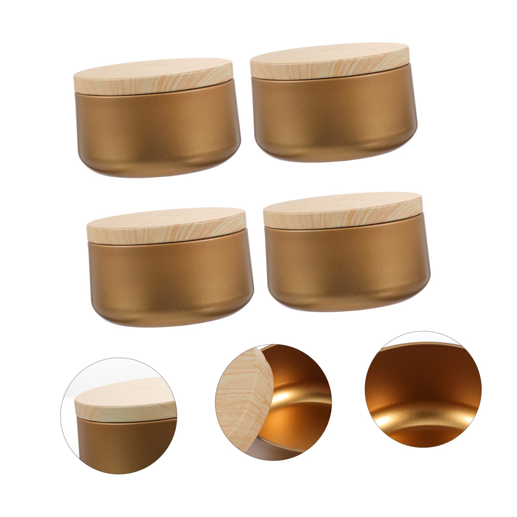 Lot De 4 Pots De Rangement En Fer - 8,5x8,5x8,5 Cm - Pour Bougies, Thé, Café, Bonbons - Hermétiques Et Décoratifs - 11