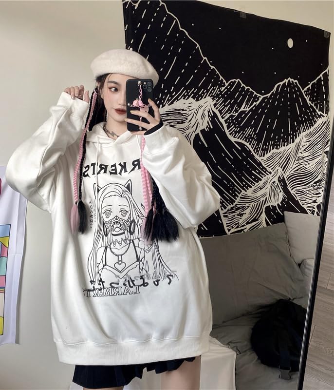 Miniatura 5 de CYee Goth Harajuku Women's Oversized Sweatshirt Y2k Japanese Drawstring Hoodies Print Graphic Long Sleeve Winter Warm Tops
