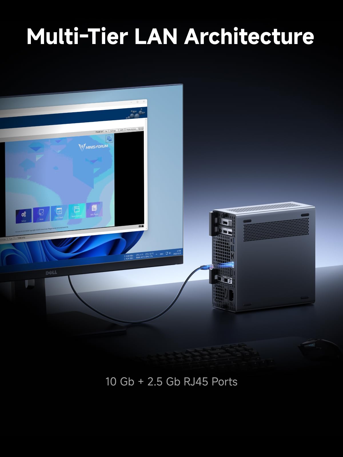 MINISFORUM MS-02 Ultra Workstation Mini PC, Intel Core Ultra 5 235HX (14 núcleos/14 Hilos, hasta 5.1GHz), PCIe 5.0 x16, 4× DDR5, USB4 v2, 10GbE + 2.5GbE (vPro), Wi-Fi 7, Barebone sin RAM/SSD — view 4