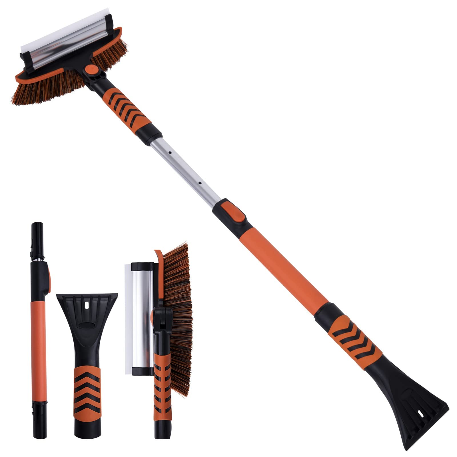 Snow Moover Extendable 50" Car Brush And Ice Scraper With Foam Grip | Auto Snow Removal | Car Truck SUV Windshield | Heavy Duty