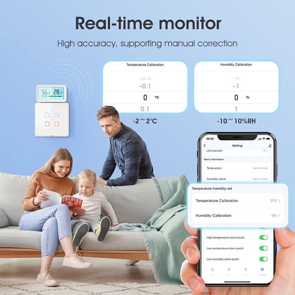 Desktop Pulito con sensore di umidità di Temperatura WiFi Serie C-Smart Che monitora Il termometro di Temperatura e umidità, Wi-Fi Bianco