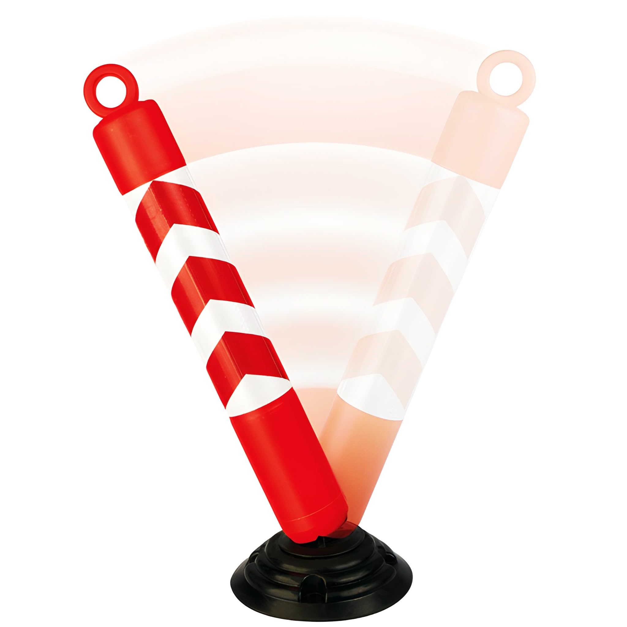 BricoLoco.com Poste señalización y balizamiento. ¡¡¡BASCULANTE - FLUORESCENTE -DESMONTABLE!!! Baliza poste separador de filas para eventos. Rojo y blanco de 80 cms. (2)