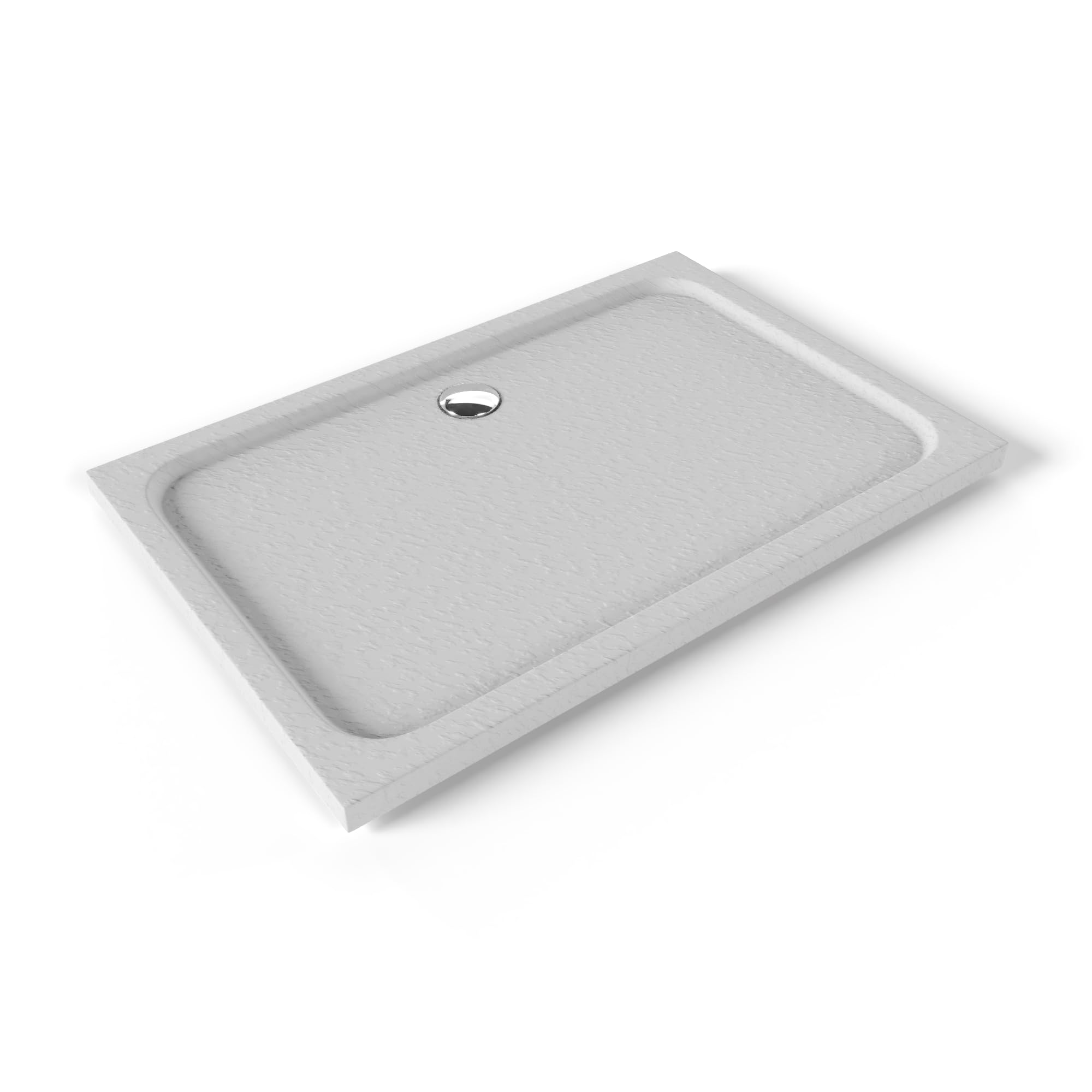 Plato de Ducha Acrílico 100x120 cm Blanco| Textura Pizarra Antideslizante | Extraplano 5 cm | – Incluye válvula y rejilla | Moments of Glass