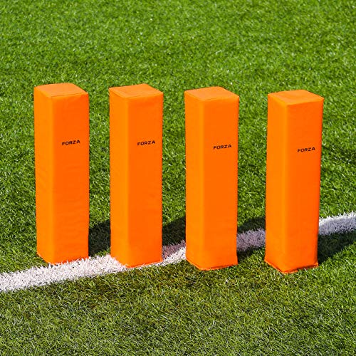 FORZA Football End Zone Pylons Official Corner Markers Weighted Anchorless Base Soft Foam Core & PVC Cover High Visibility Field Markers for Training (Pack of 4)