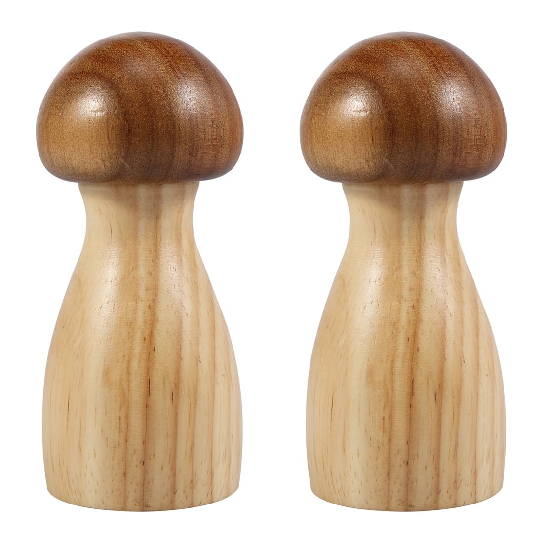 CTRLZS Wood Salt and Pepper Grinder Set 2 Pcs Manual Mushroom Shape Coarseness Adjustable Grinder