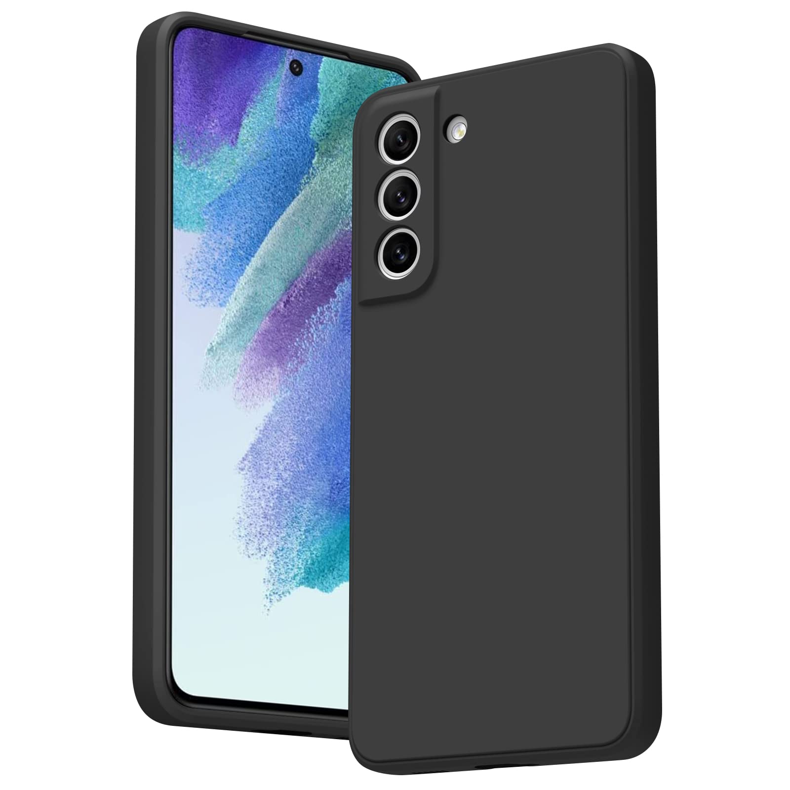 Lekangju Soft Liquid Silicone Case Designed for Samsung Galaxy S21 FE 5G, [Military Grade Drop Protection] [Anti-Scratch Microfiber Lining] Shockproof Protective Phone Case Slim Thin Cover (Black)
