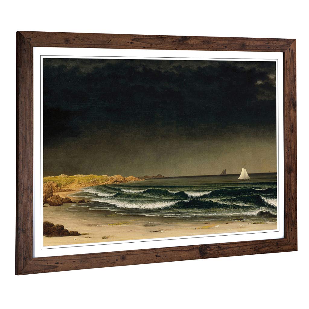Big Box Art Framed Print of Martin Johnson Heade Aproaching Storm Design | Wall Art Picture | Home Decor for Kitchen, Living Room, Bedroom, Hallway, Walnut, A2 / 24.5x18 Inch / 62x45cm