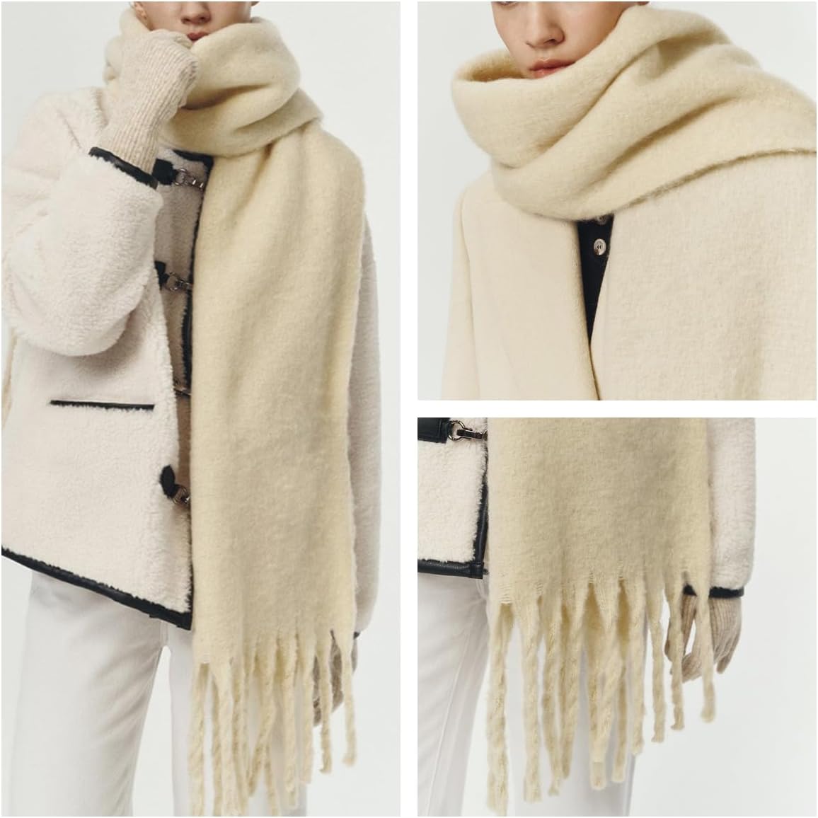 Large Scarf Colorful CashmereThick Tassel Scarf for Women Fall Winter Warm Big Shawl Blanket Scarves & Wraps Gifts - Image 4