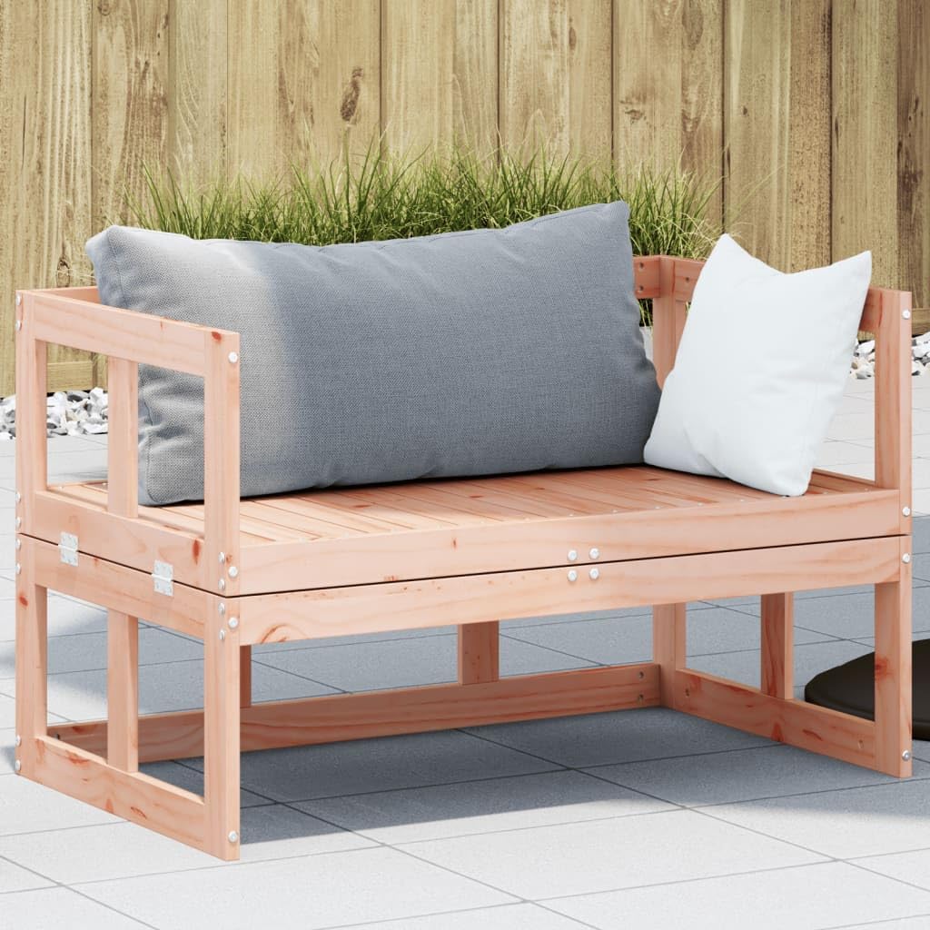Canapé de jardin extensible en bois douglas massif, banc de terrasse modulable 2 en 1