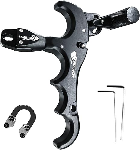Miniatura 16 de Lanzador de ayuda de arco compuesto y cuerda de bucle D, ajustable puede girar 360° pulgar liberación arco ayuda aleación de aluminio, ayudas