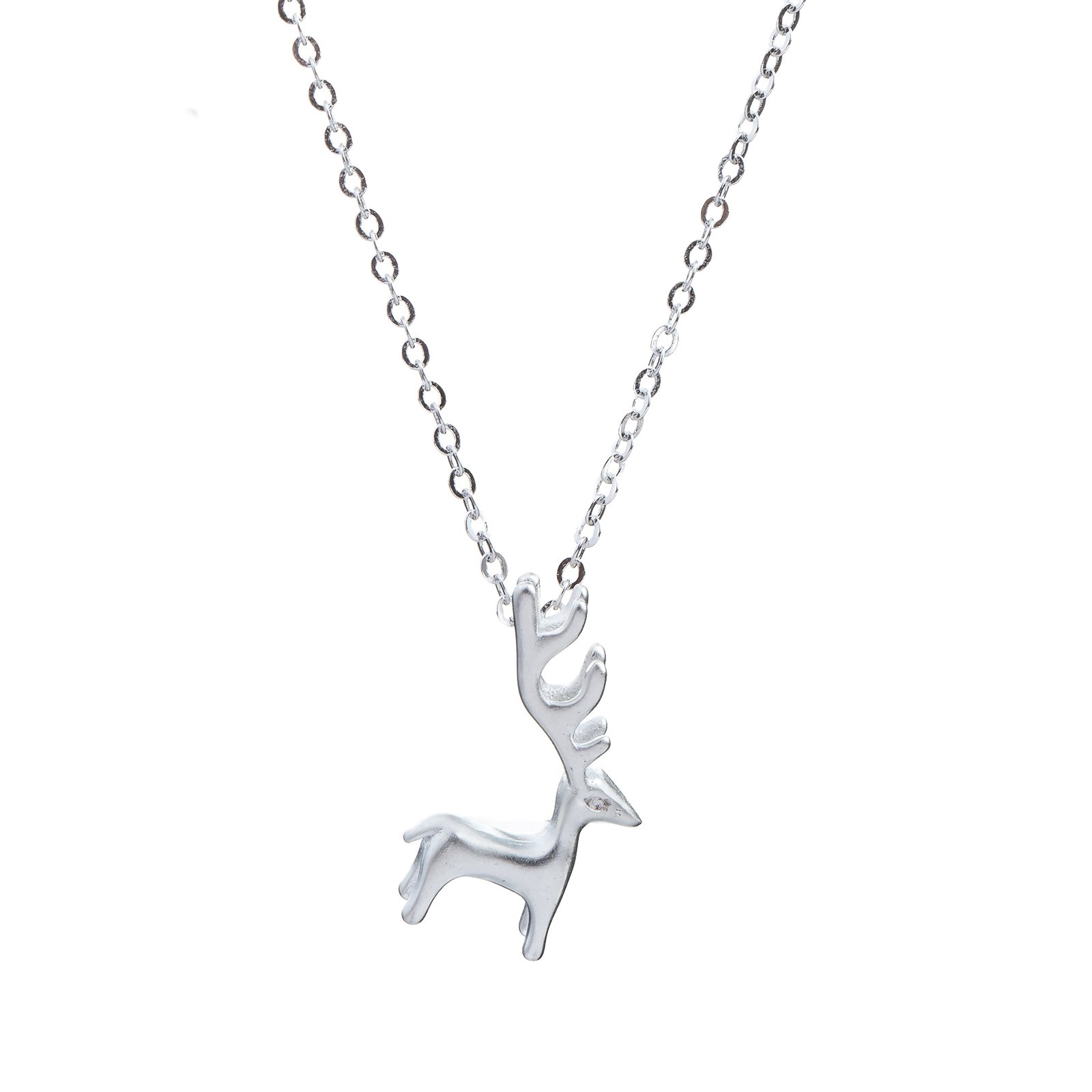 Snykk - Matte Silver Deer Pendant 3D with S925 Silver Chain Necklace Woman jewellry
