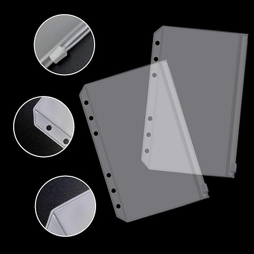 Miniatura 6 de 32 bolsillos para carpeta, tamaño A6, 6 agujeros, con cremallera, para carpetas de 6 anillas, bolsas de hojas sueltas, bolsa de PVC impermeable para