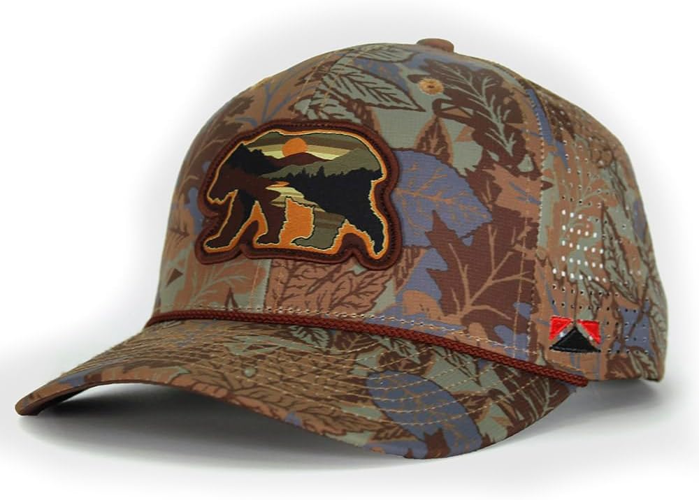 Paramount Outdoors Sunset Bear Old School 6-Panel Perforated Vintage Camo Rope Cap with Comfort Snapback (Forest - OSFA) - Image 2