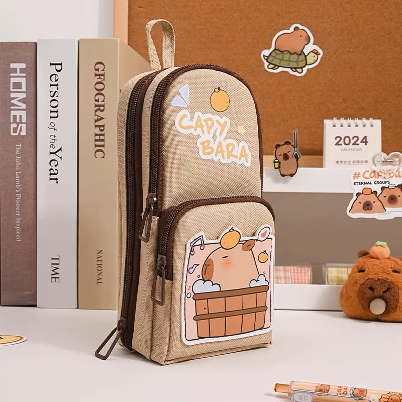 Image of Big Capicacity Kapibara Capybara Cartoon Pencil Case Cute Aesthetic Pen Holder Pencil Pouch Box Pen case (version1)