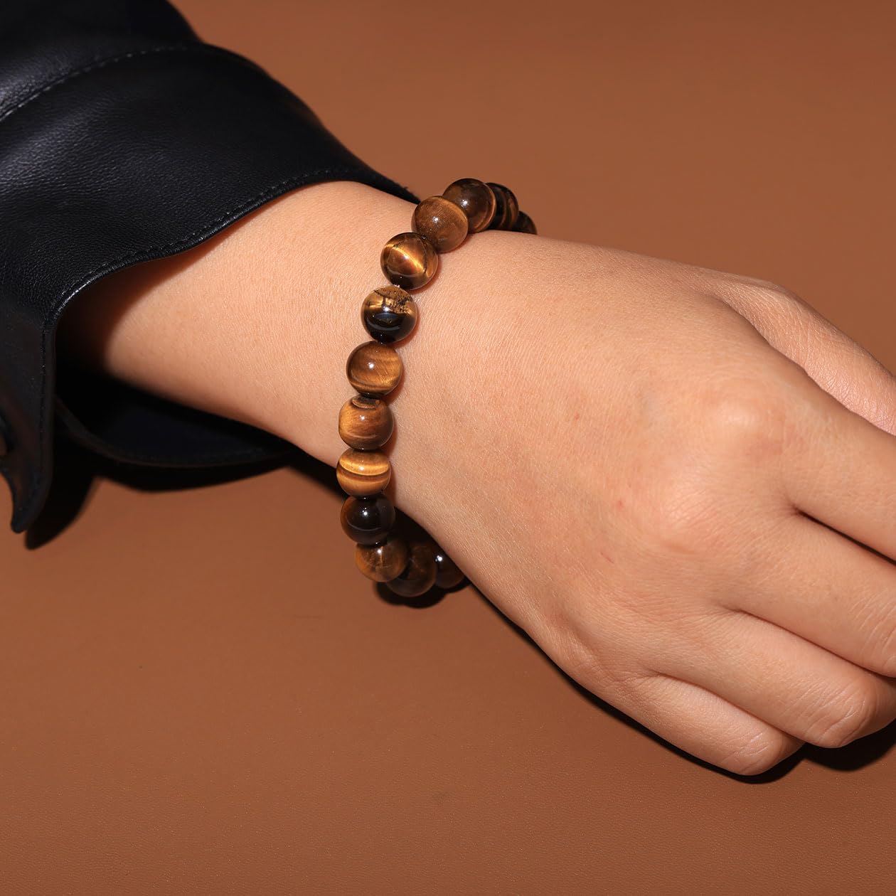 Gem Halbedelstein-Perlenarmbänder, spirituelle Kristalle, Unisex-Stretch-Armbänder für Damen und Herren, 10 mm runde Perlen