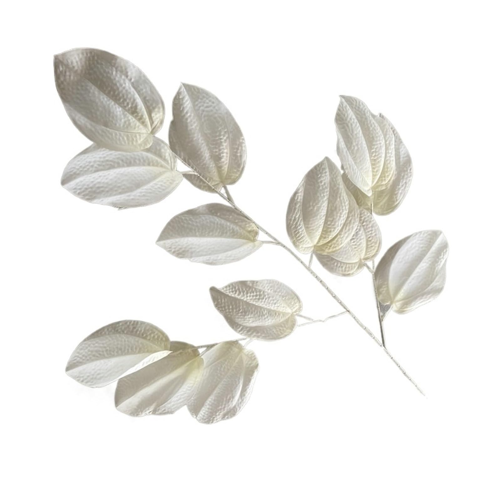 1PC Simulated Leaf Branch Green Plants Fake Flower Hotel Decor Bread Leaves Artificial Plant Garden Decoration(Milk white)