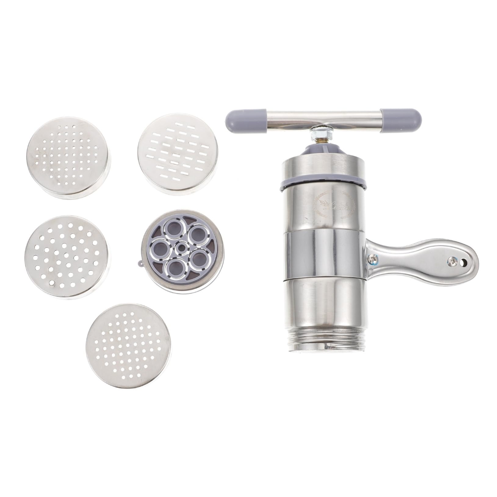 Cabilock Stainless Steel Home Noodle Maker with Molds Manual Noodle Press Machine for Making Compact Design for Kitchen Convenience Ergonomic Grip and Easy